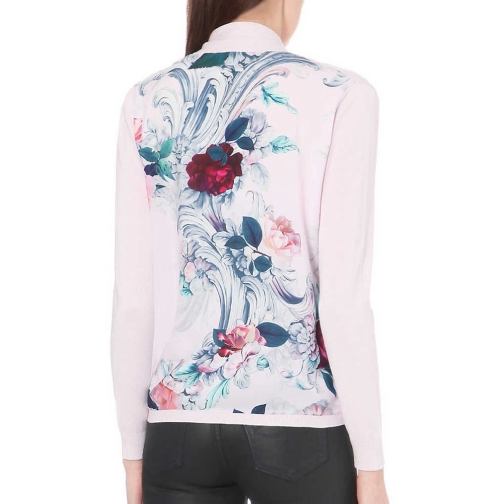 Ted Baker Kacei floral-panel wrap cardigan 0/Small - Picture 8 of 10